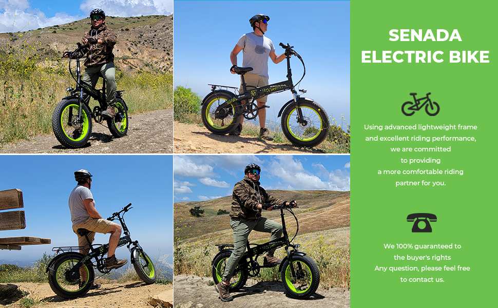 SENADA Electric Bike for Adults, 20" x 4.0 Folding Ebike, 500W 30MPH Fat Tire Electric Bicycle