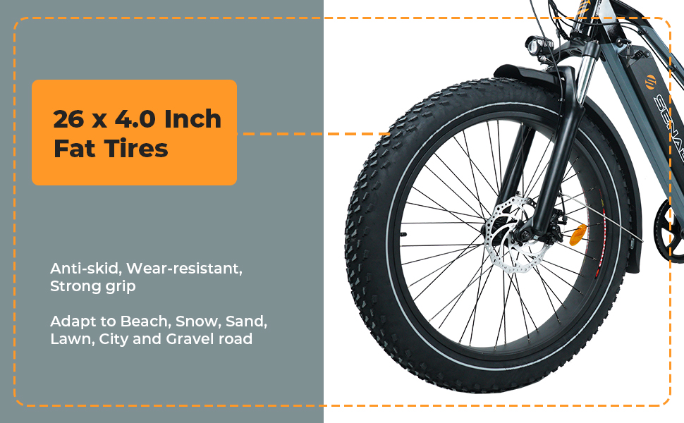 1000W 26" 4" Snow Beach Ebikes Adult Electric Bike Long Range 40-65 Miles 21-Speed Archon-Pro EBike