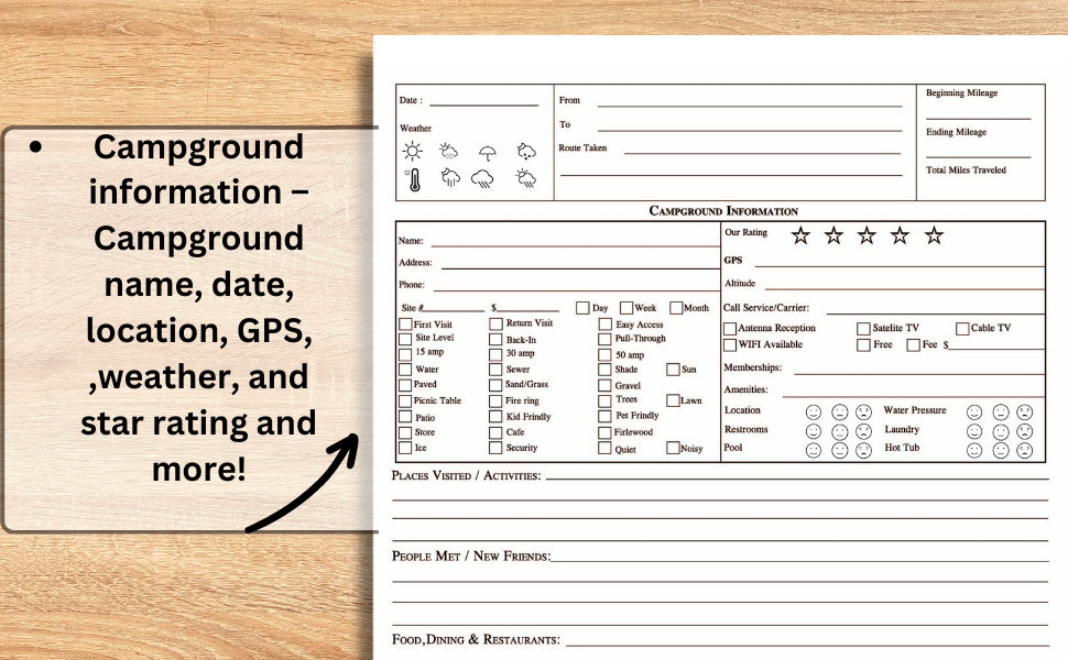 Camping and RV Travel Logbook